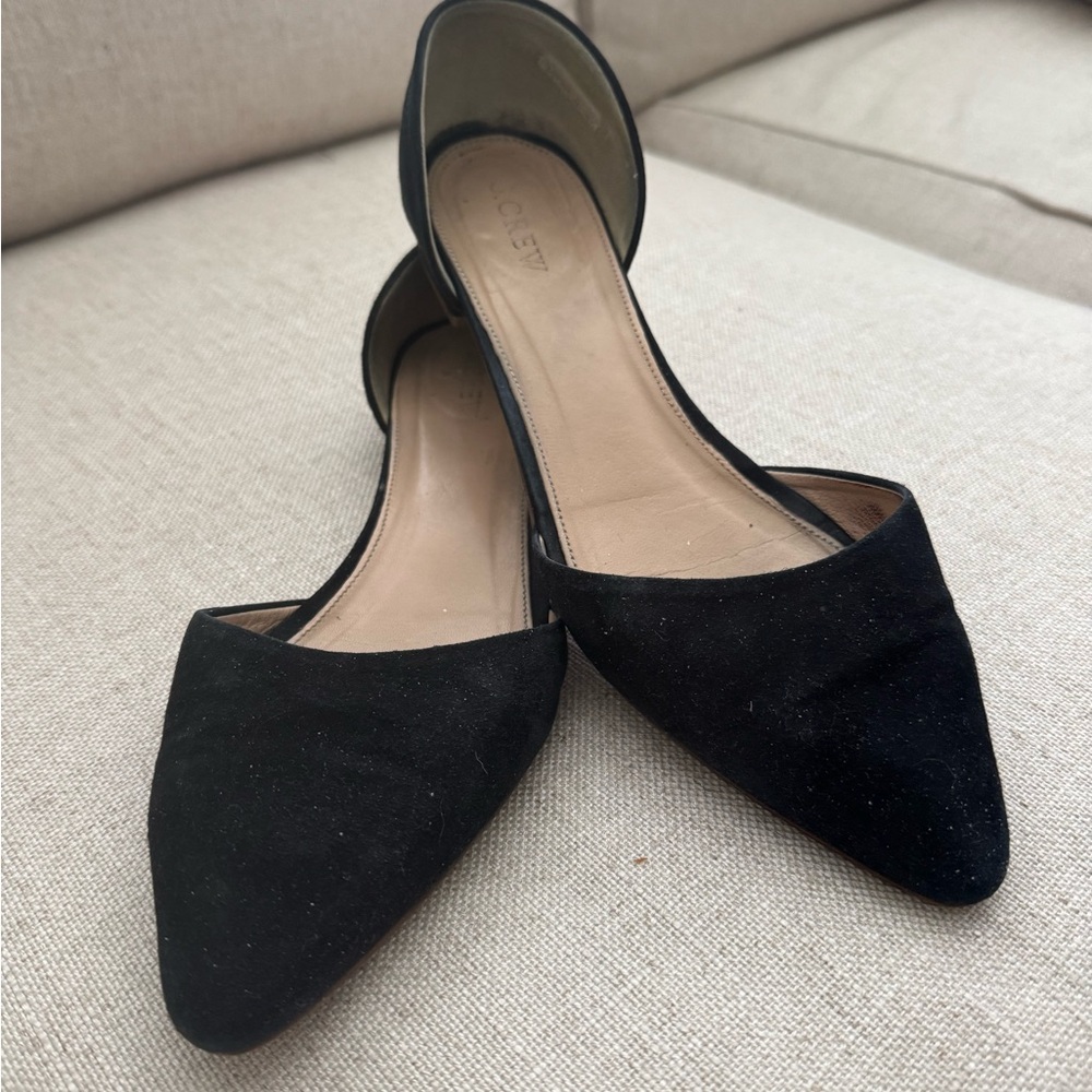 J Crew Black Suede D'Orsay Flat